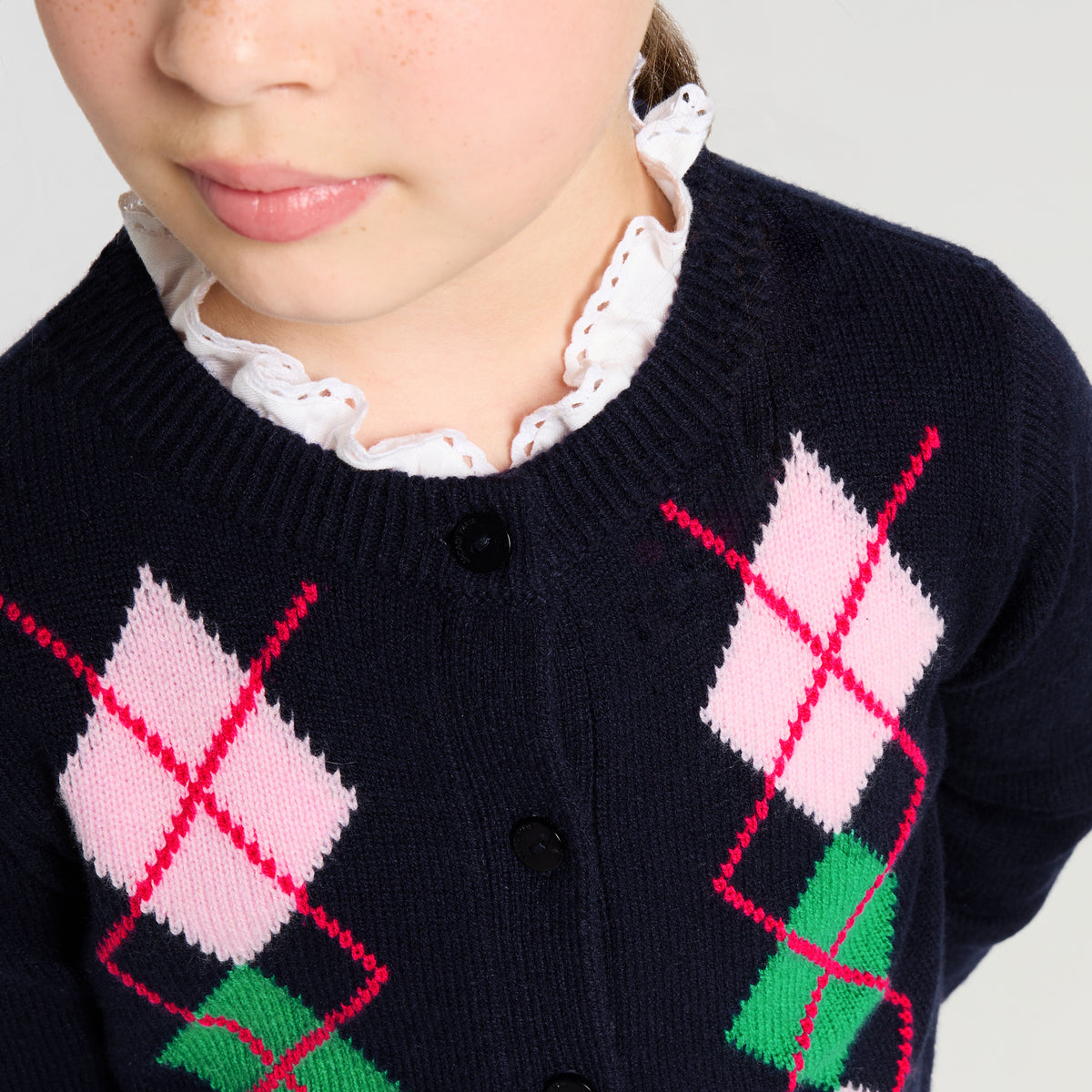 Girl argyle pattern cardigan