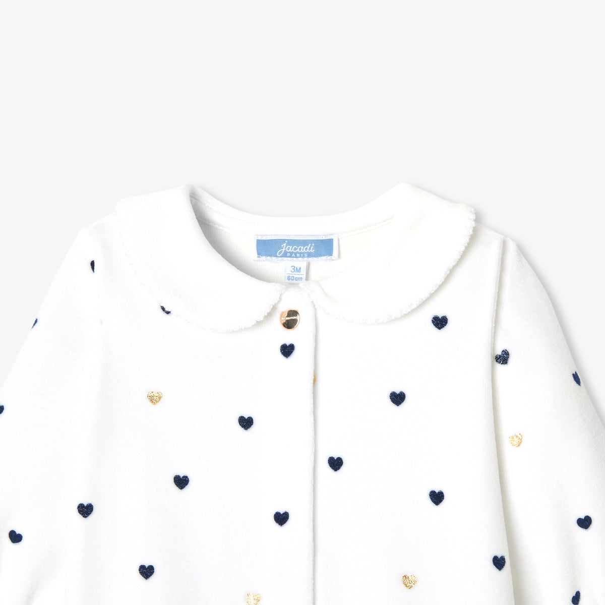 Baby girl velvet pyjamas with Peter Pan collar