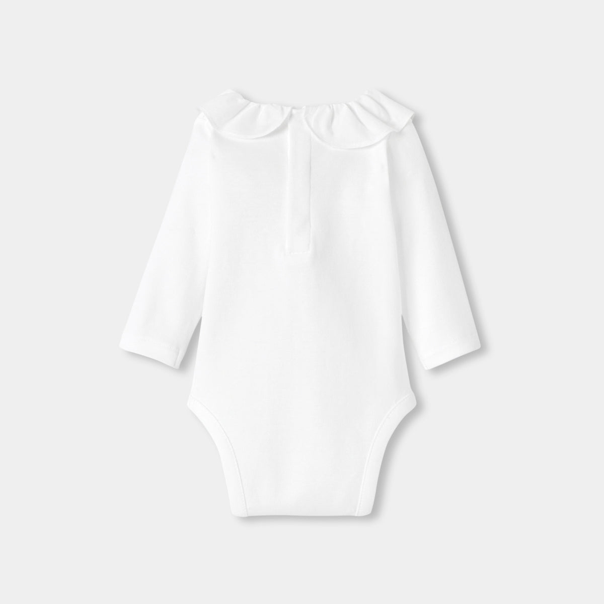 Baby girl long-sleeved bodysuit with hand-embroidered collar