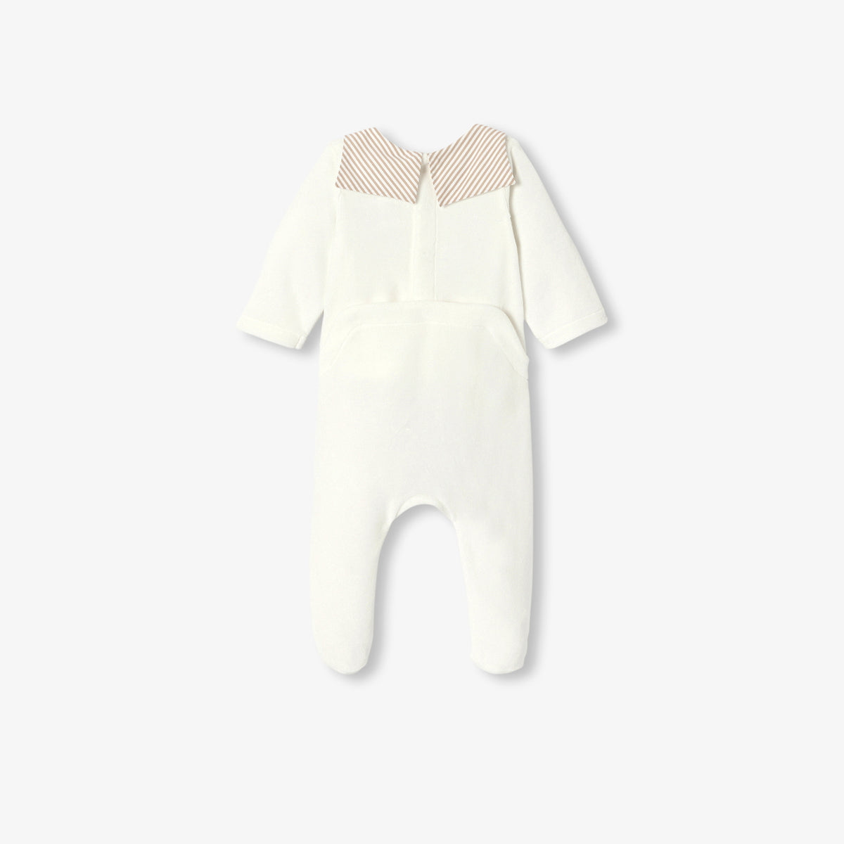 Baby velvet pyjamas with striped collar