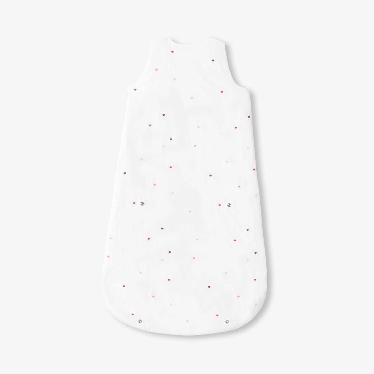 Adjustable baby sleeping bag 6-24 months with embroidered multi-colour hearts