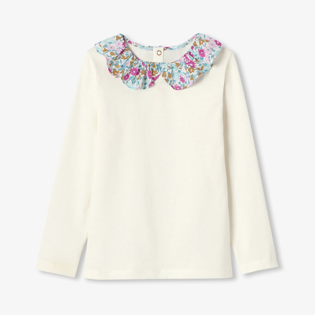 Girl T-shirt with Liberty fabric collar