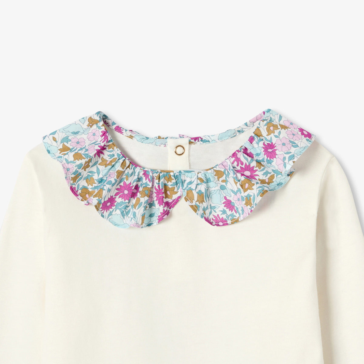 Girl T-shirt with Liberty fabric collar