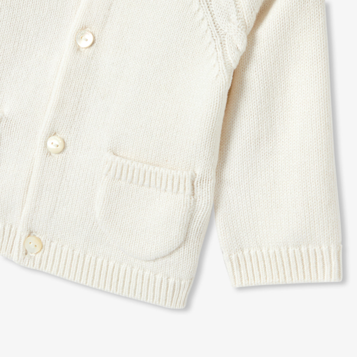 Baby jersey cardigan with cable-knit details
