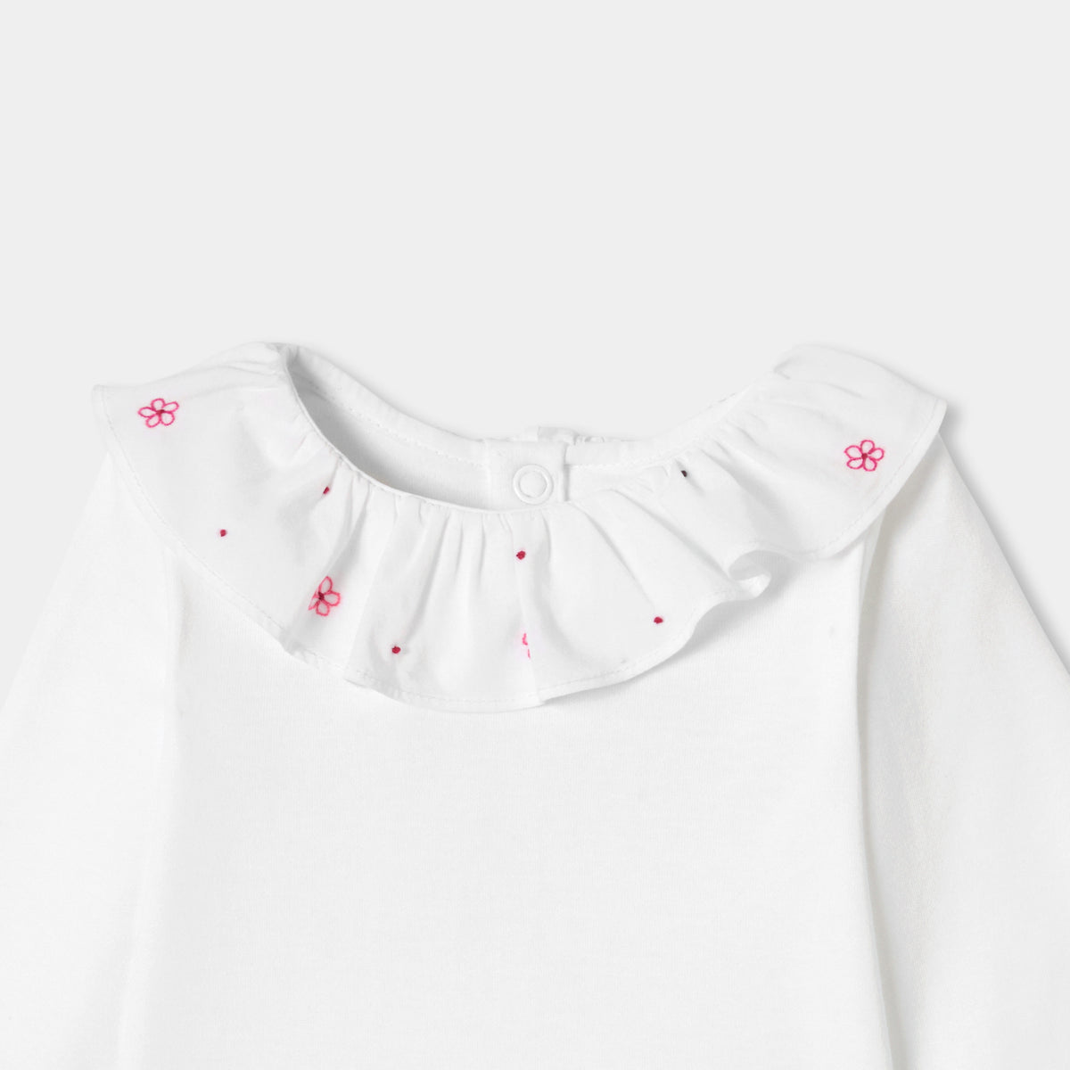 Baby girl short-sleeved interlock cotton bodysuit