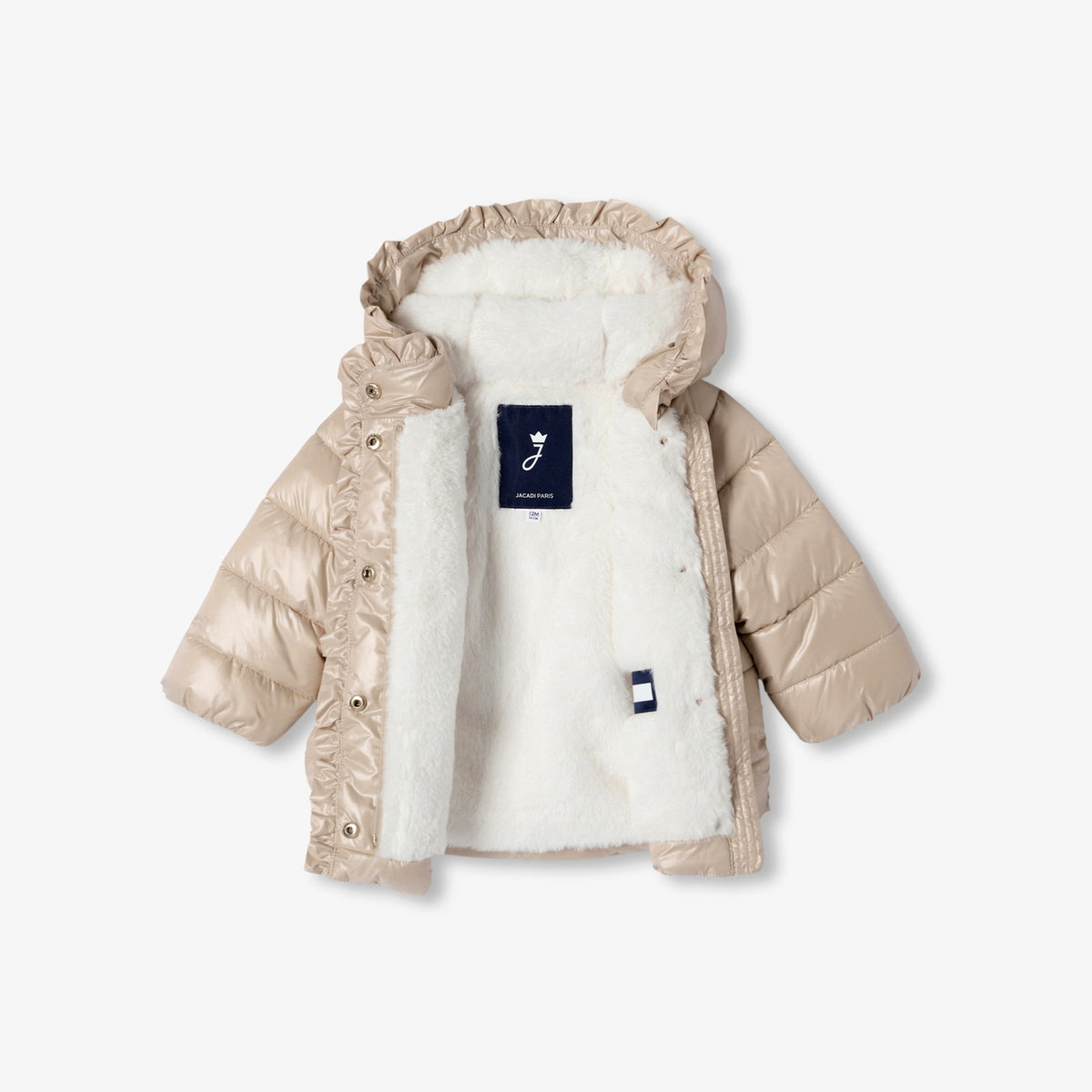 Baby girl padded jacket in satin nylon