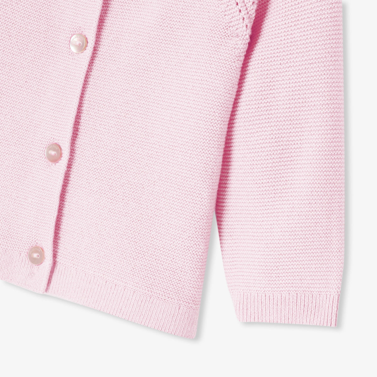 Baby girl cardigan in garter stitch cotton