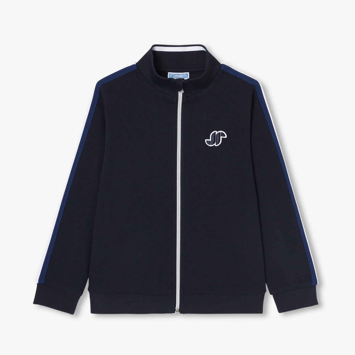 Boy double-sided piqué zip-up sweatshirt