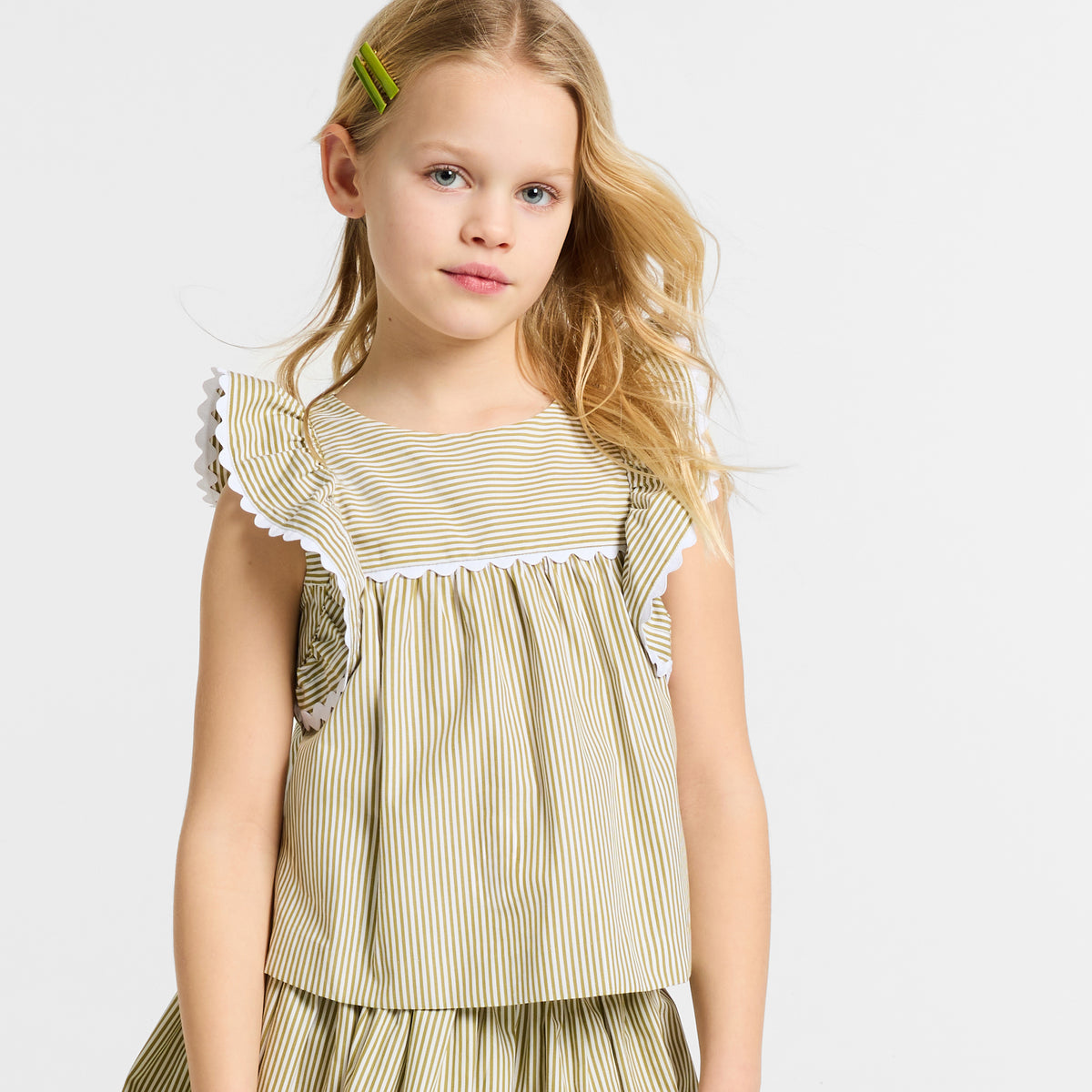 Girl striped poplin top