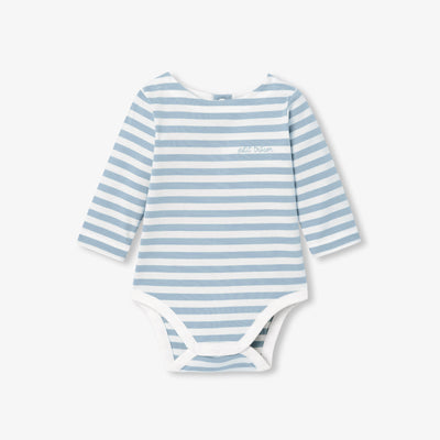 Baby boy striped jersey long-sleeved bodysuit