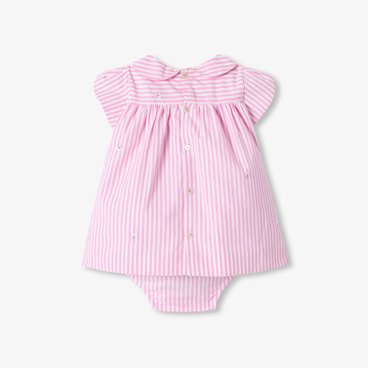 Baby girl short-sleeved striped poplin dress