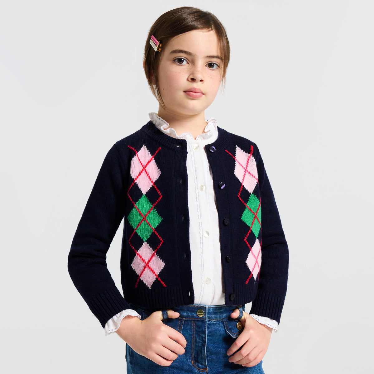 Girl argyle pattern cardigan