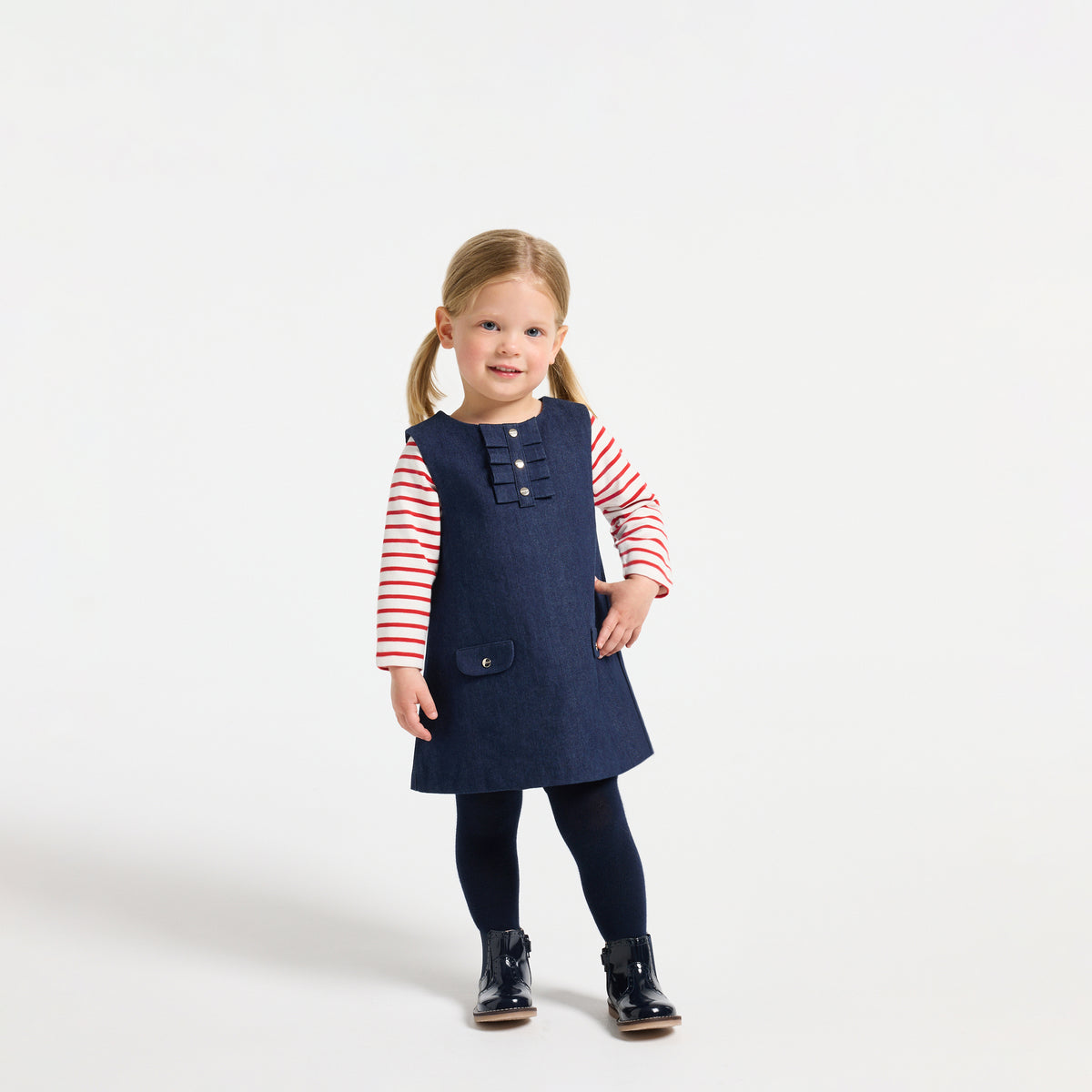 Baby girl denim pinafore dress