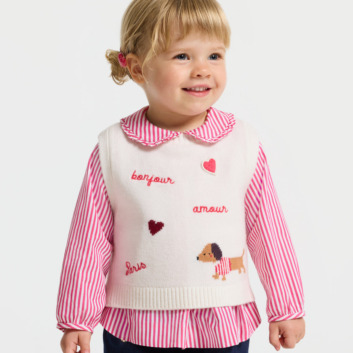 Baby girl sleeveless knit jumper