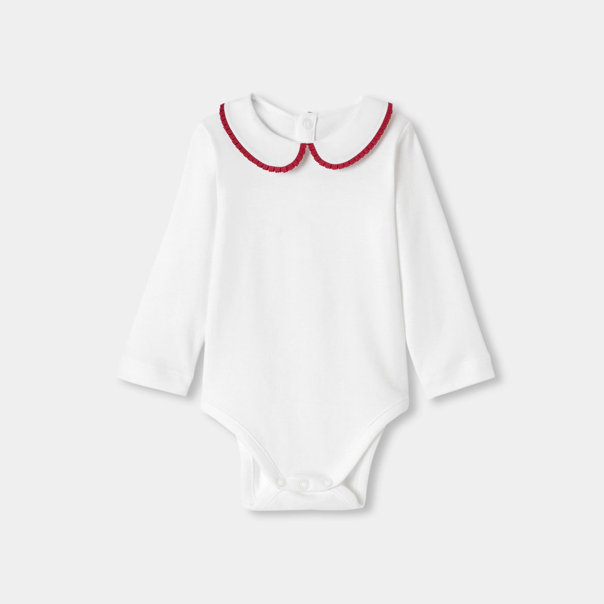 Baby girl long-sleeved interlock cotton bodysuit