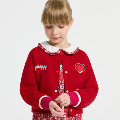 Girl wool blend Varsity cardigan