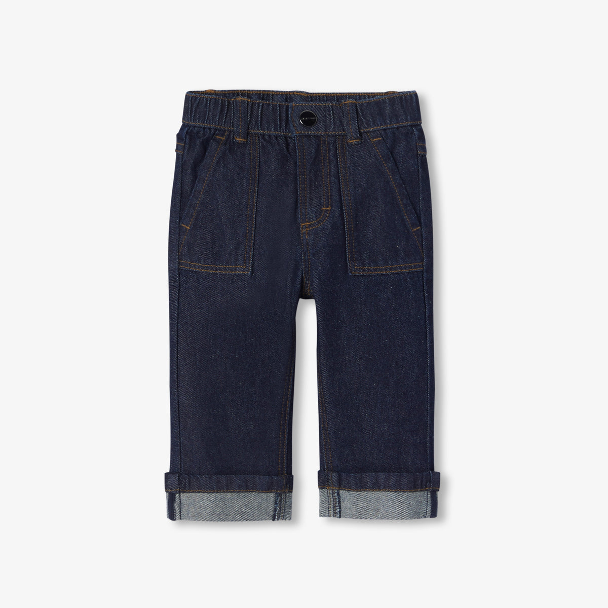 Baby boy raw denim cargo jeans