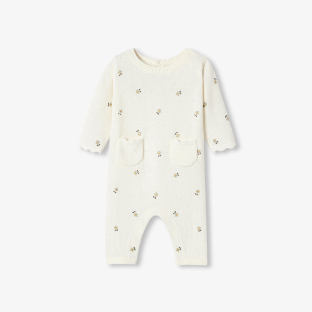 Baby girl floral knit jumpsuit