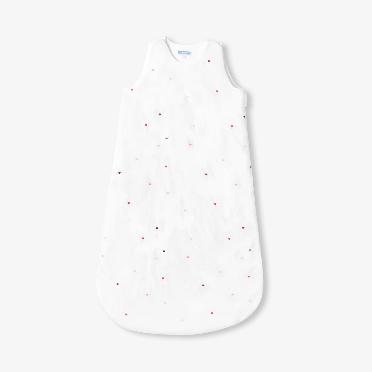 Adjustable baby sleeping bag 6-24 months with embroidered multi-colour hearts
