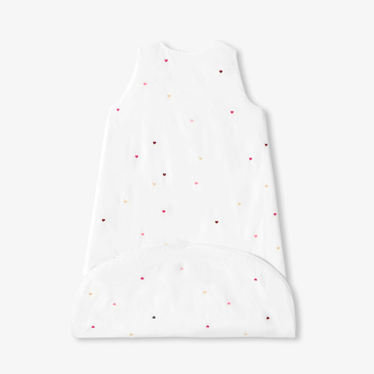 Adjustable baby sleeping bag 6-24 months with embroidered multi-colour hearts