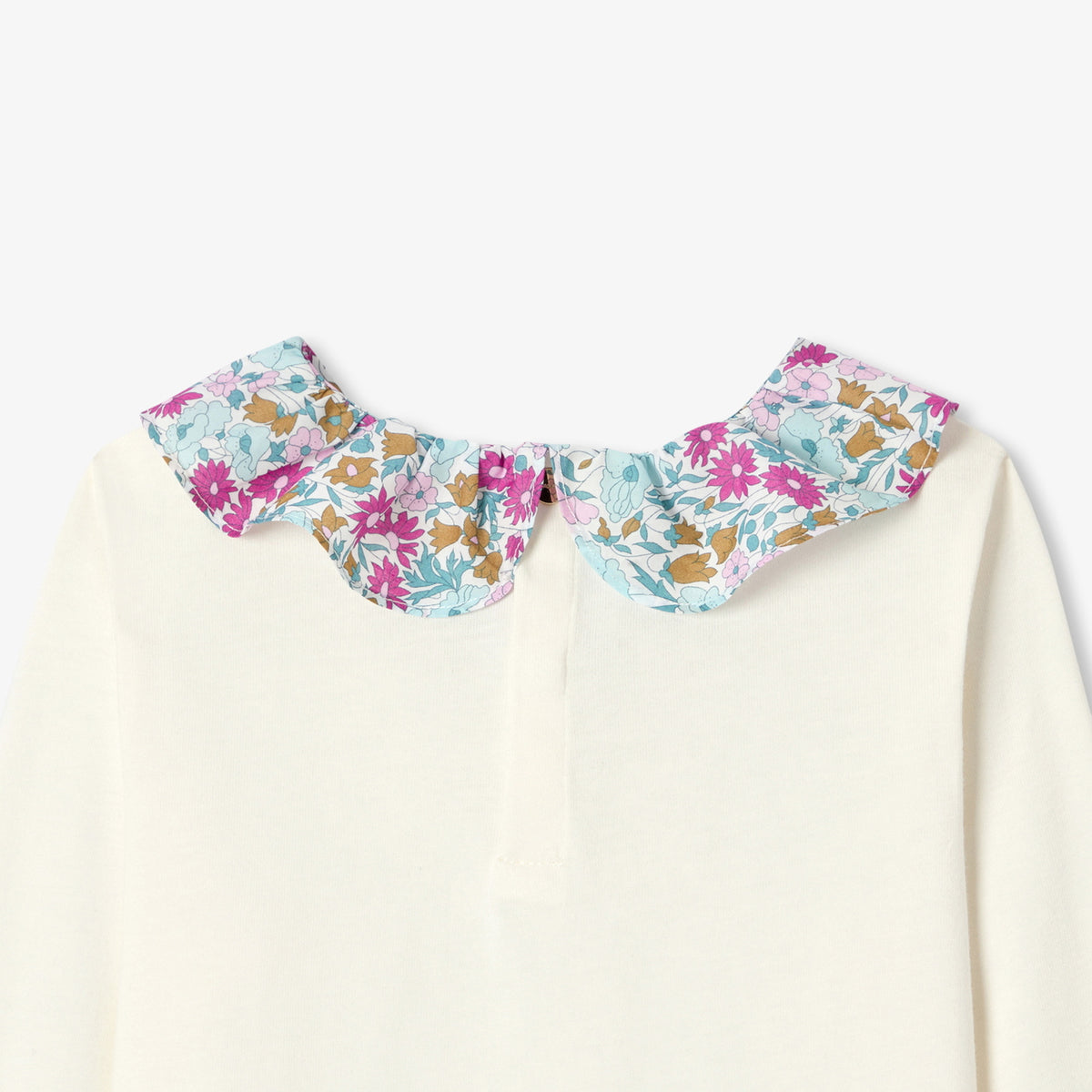 Girl T-shirt with Liberty fabric collar