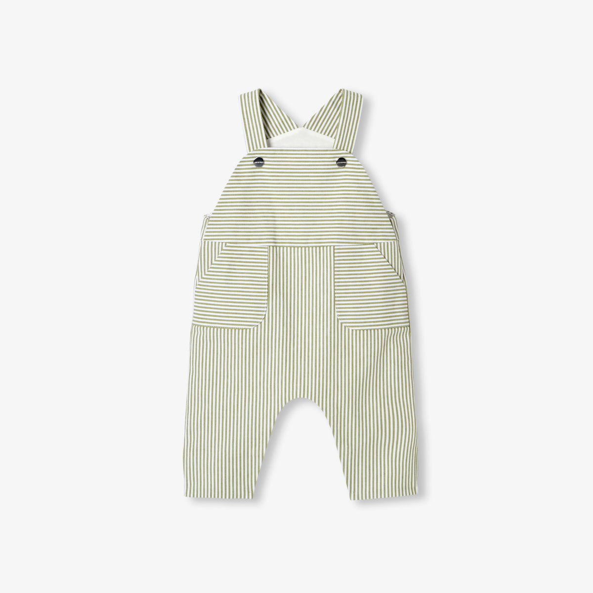 Baby boy striped twill overalls