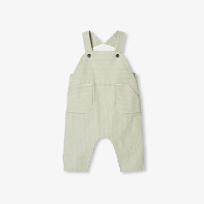 Baby boy striped twill overalls