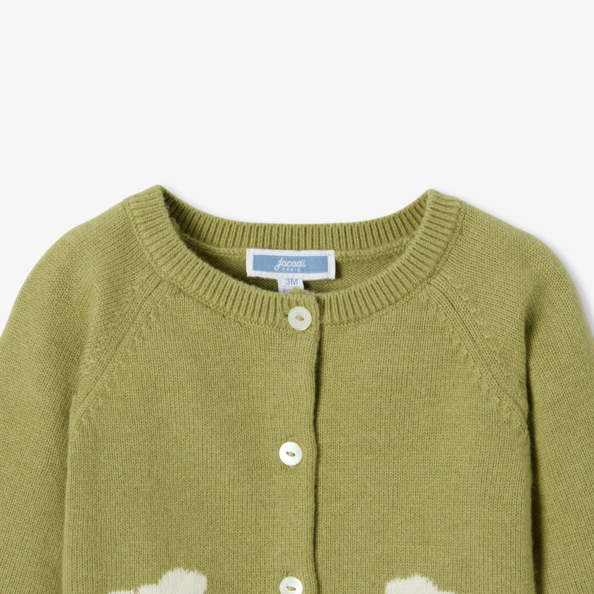 Baby boy jersey cardigan with sheep motifs