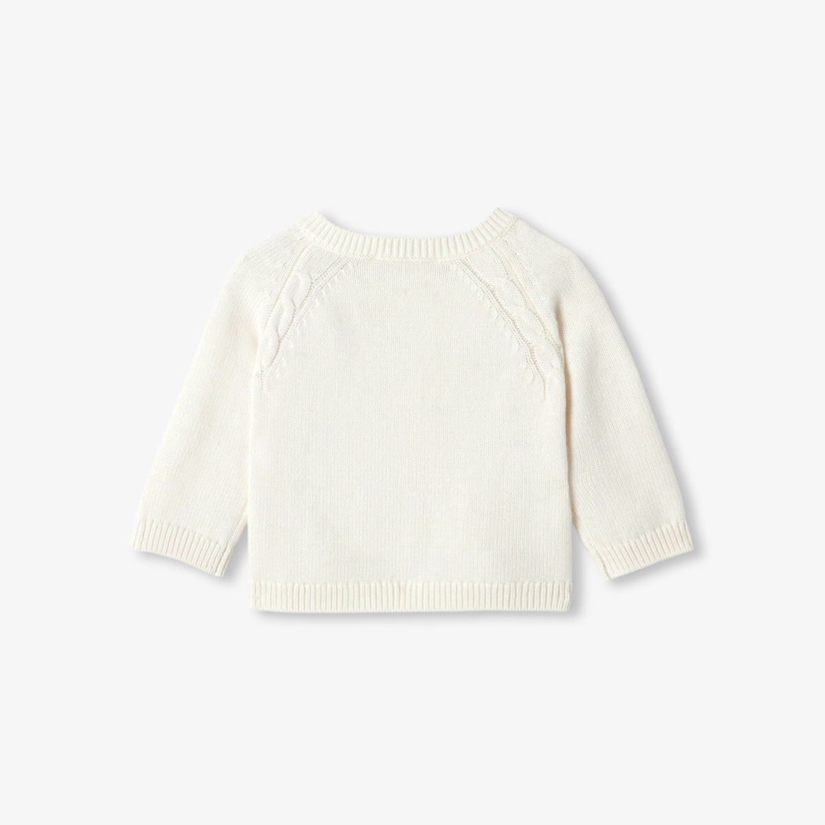 Baby jersey cardigan with cable-knit details