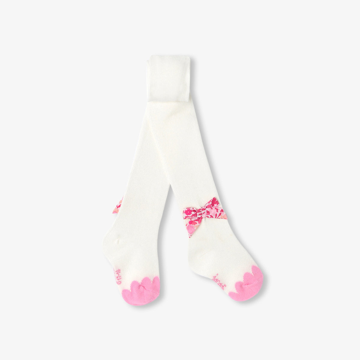Baby girl tights with Liberty fabric bow