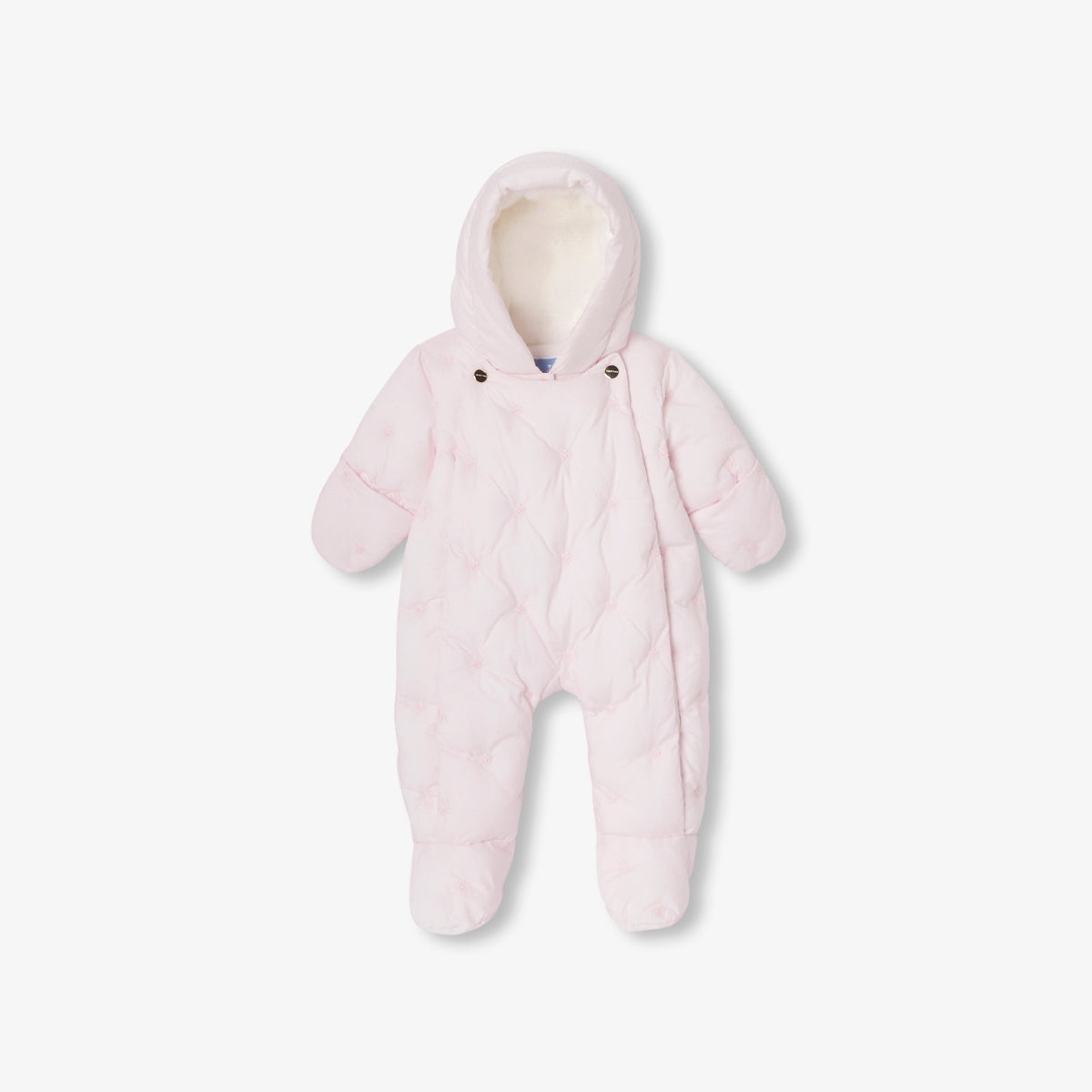 Baby girl embroidered poplin pramsuit
