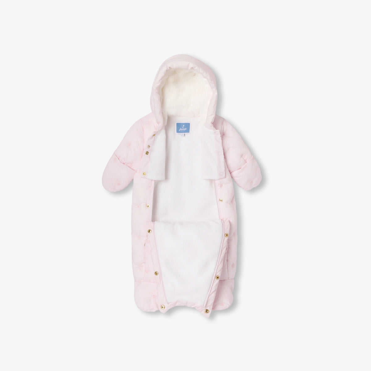 Baby girl embroidered poplin pramsuit