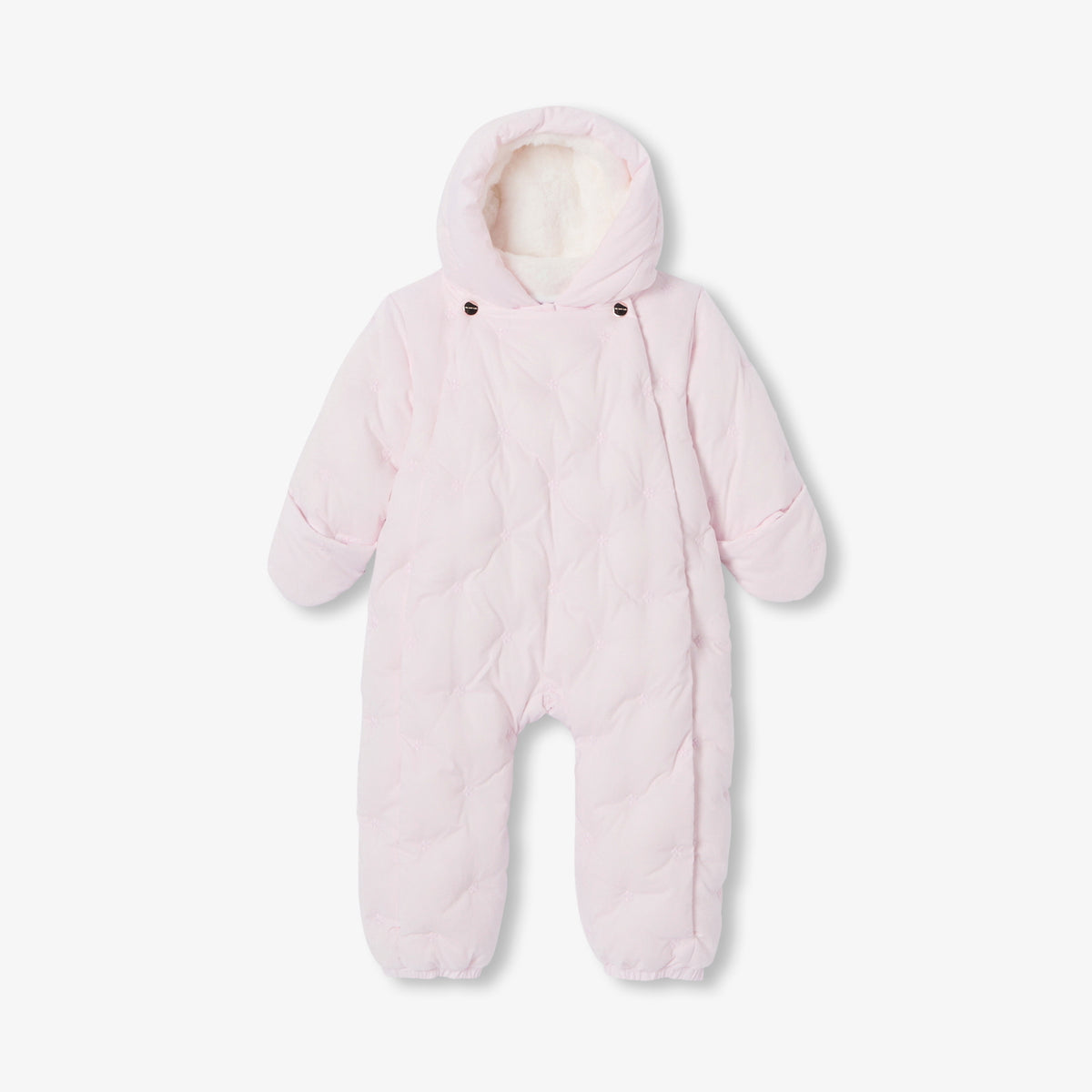 Baby girl embroidered poplin pramsuit