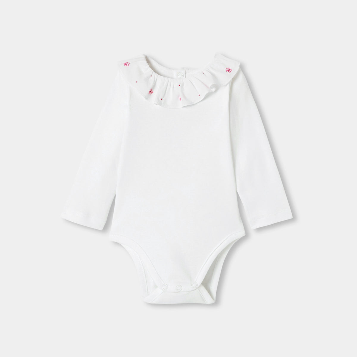 Baby girl short-sleeved interlock cotton bodysuit