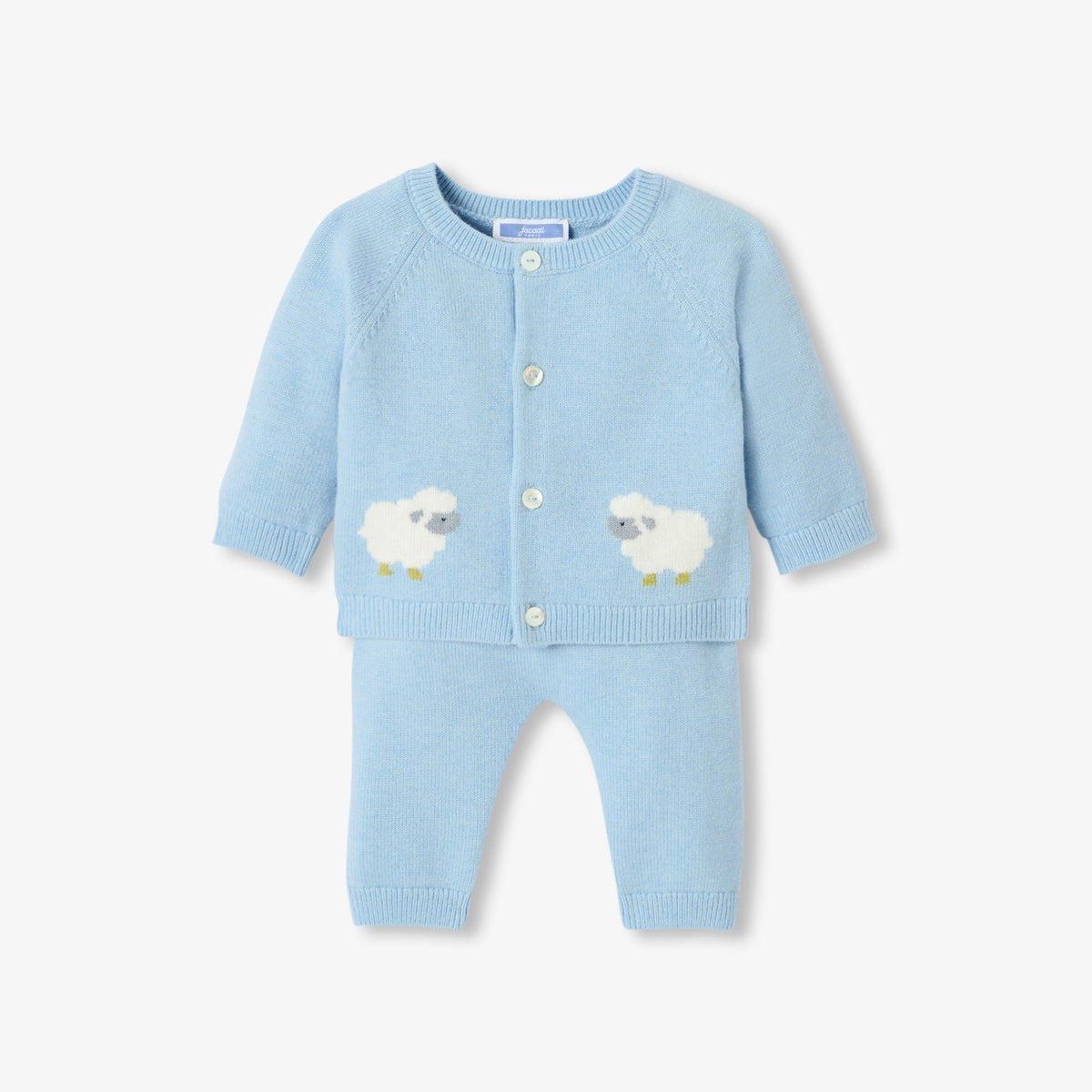 Baby boy sheep motif knit set