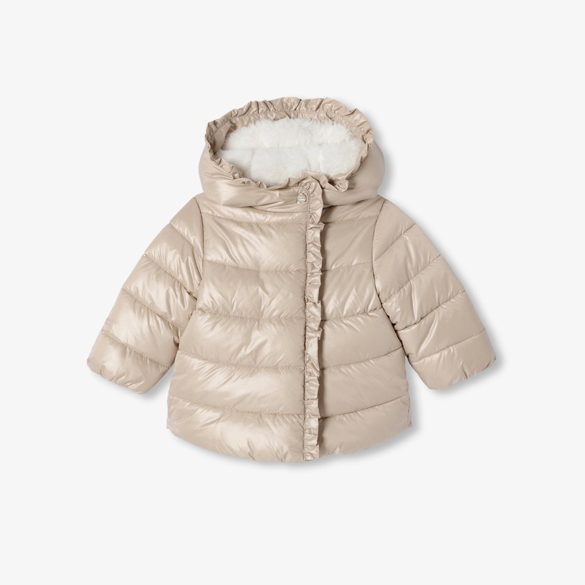 Baby girl padded jacket in satin nylon